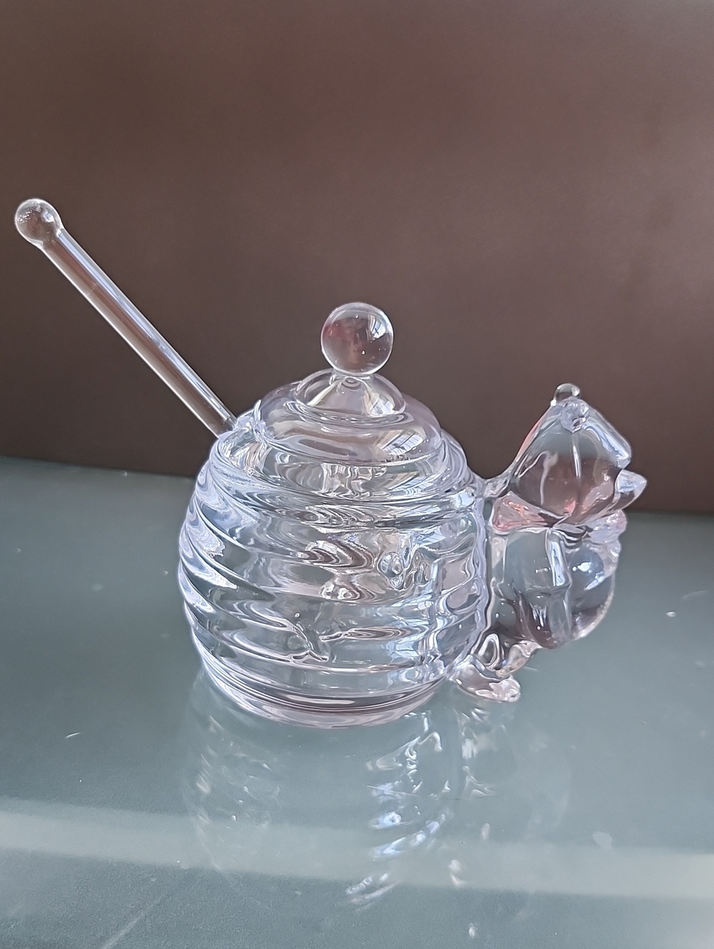 Winnie The Pooh Glass Honey Jar with Glass Honey Dipper -